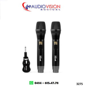 MICROFONO INALAMBRICO DE MANO 2 MICROFONOS UHF RECARGABLE GMU-M200  By GEMINI