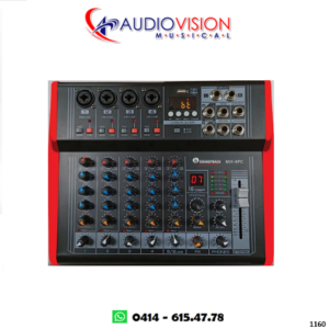CONSOLA AMPLIFICADA 06 CANALES 300WAT (4 CANON + 2 STEREO) USB PC 16 FX DSP MIX-6PC  By SOUNDTRACK