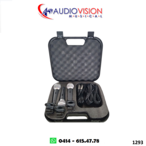 MICROFONO DE MANO CON CABLE KIT DE 3 MICROF CON VAQUELA Y MALETA SA-MIC3KIT  By SAYPRO