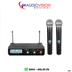 MICROFONO INALAMBRICO DE MANO 2 MICROFONOS UHF STW-31HU2B  By SOUNDTRACK