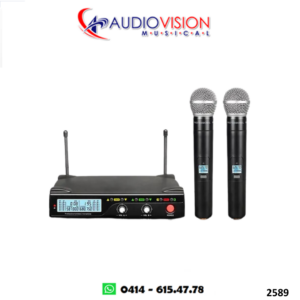 MICROFONO INALAMBRICO DE MANO 2 MICROFONOS UHF STW-31HU2S  By SOUNDTRACK