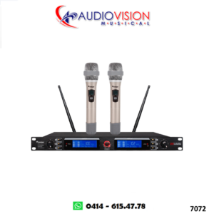 MICROFONO INALAMBRICO DE MANO 2 MICROFONOS UHF PARA RACK STW-86HU2  By SOUNDTRACK