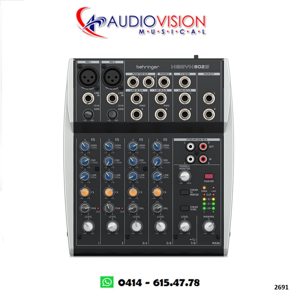 CONSOLA PASIVA 08 CANALES (2 CANON 6 PLUG) XENYX 802S BEHRINGER